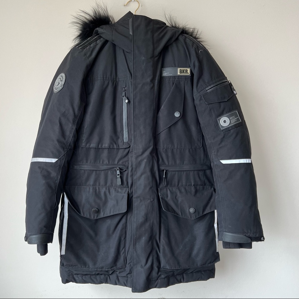 Buckaroo Winter Coat Black Faux Fur Lined Hood Duck Down Waterproof Size Large